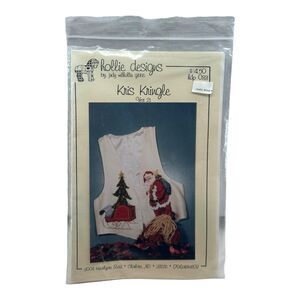 1997 Hollie Designs Cross Stitch Uncut Pattern Kris Kringle Vest Santa Christmas